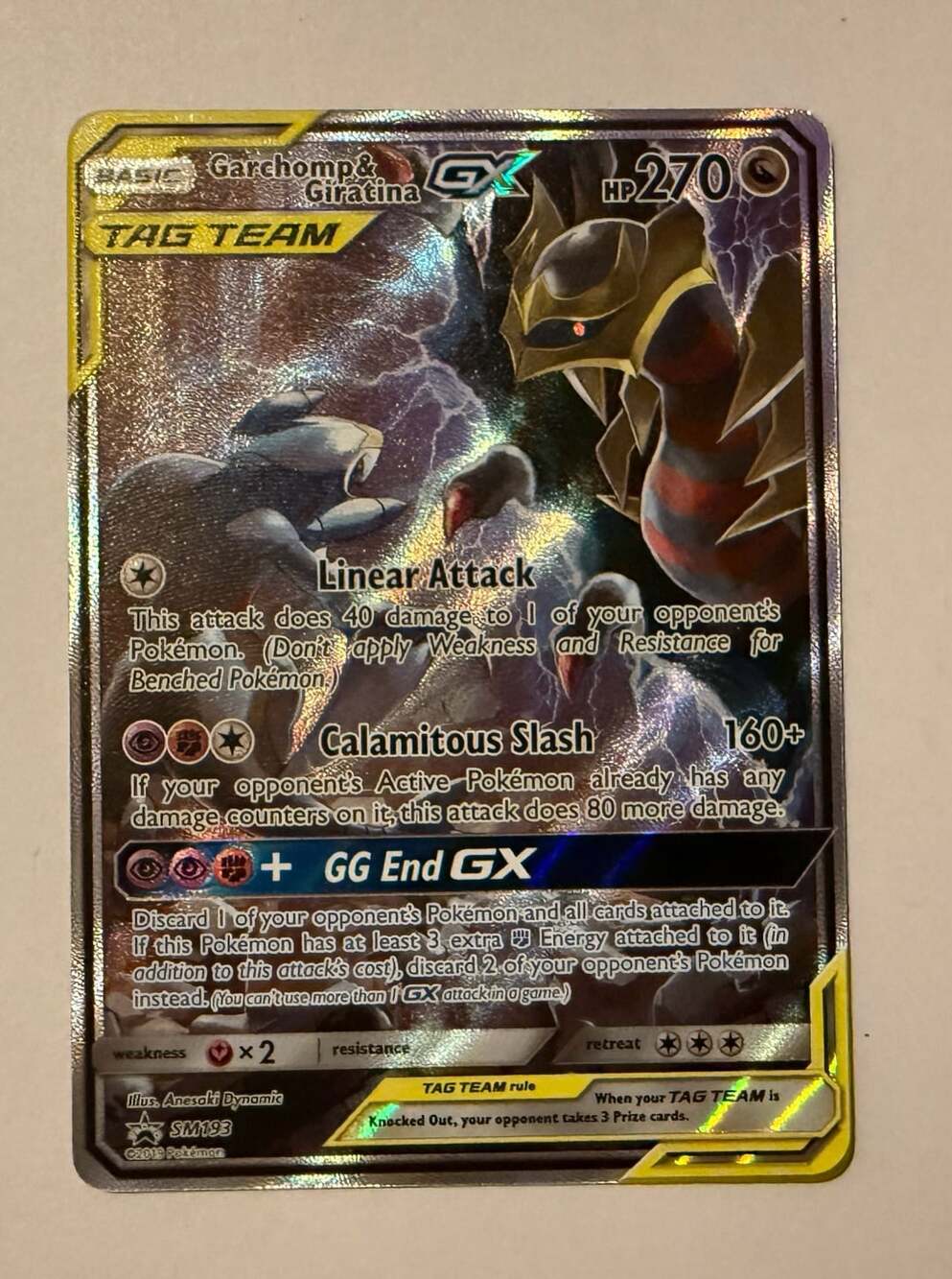 Pokemon Garchomp & Giratina GX SM193 Full Art Tag Team Promo